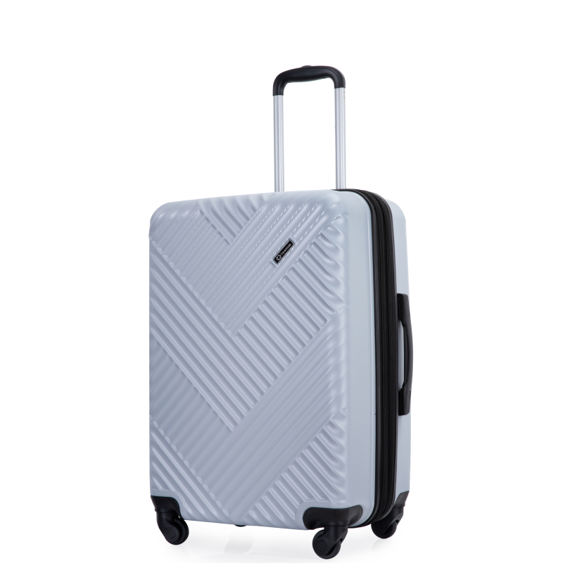 Expandable 3 Piece Luggage Sets PC Lightweight Suitcase with Two Hooks, Spinner Wheels, TSA Lock, (20/24/28), Silver